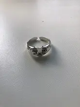Anillo abierto con cara llorona para mujer, sortija ajustable de Color plateado antiguo, diseño geométrico, con caras y lágrimas