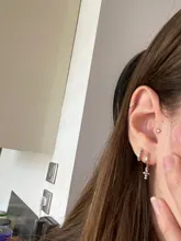 6mm/8mm encantador de oro/oro rosa/plata circón circular CZ Hoop pendientes para las mujeres 925 plata esterlina pequeña ronda pendientes de joyería