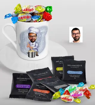 Personalized Mr Cook Caricature Of Turkish Coffee Cup Selamlique Mixed Turkish Coffee house And Haribo Candy Gift Seti-1
Personalized Mr Cook Caricature Of Turkish Coffee Cup Selamlique Mixed Turkish Coffee house And Haribo Candy Gift Seti-1