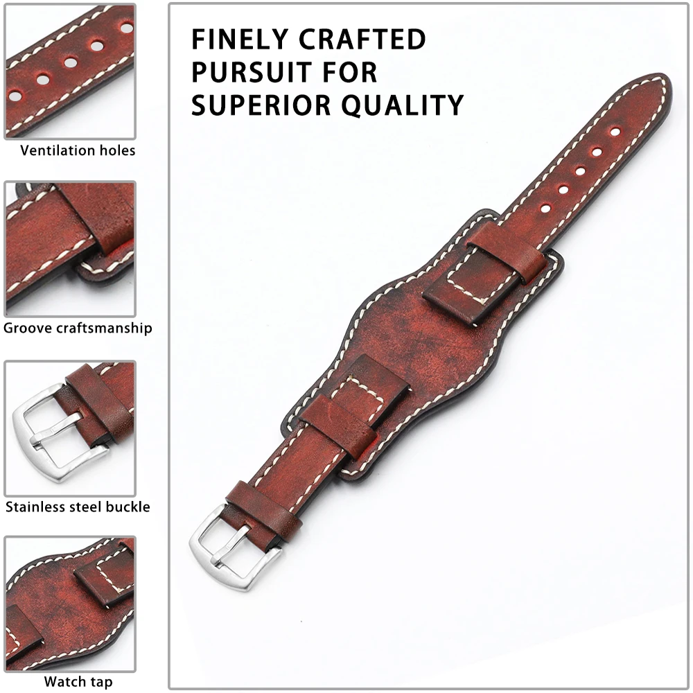Genuine Leather for Watch Band 18mm 20mm 22mm 24mm Replacement Bracelet Men's Wrist Watchband Handmade Watch Strap
Genuine Leather for Watch Band 18mm 20mm 22mm 24mm Replacement Bracelet Men's Wrist Watchband Handmade Watch Strap
