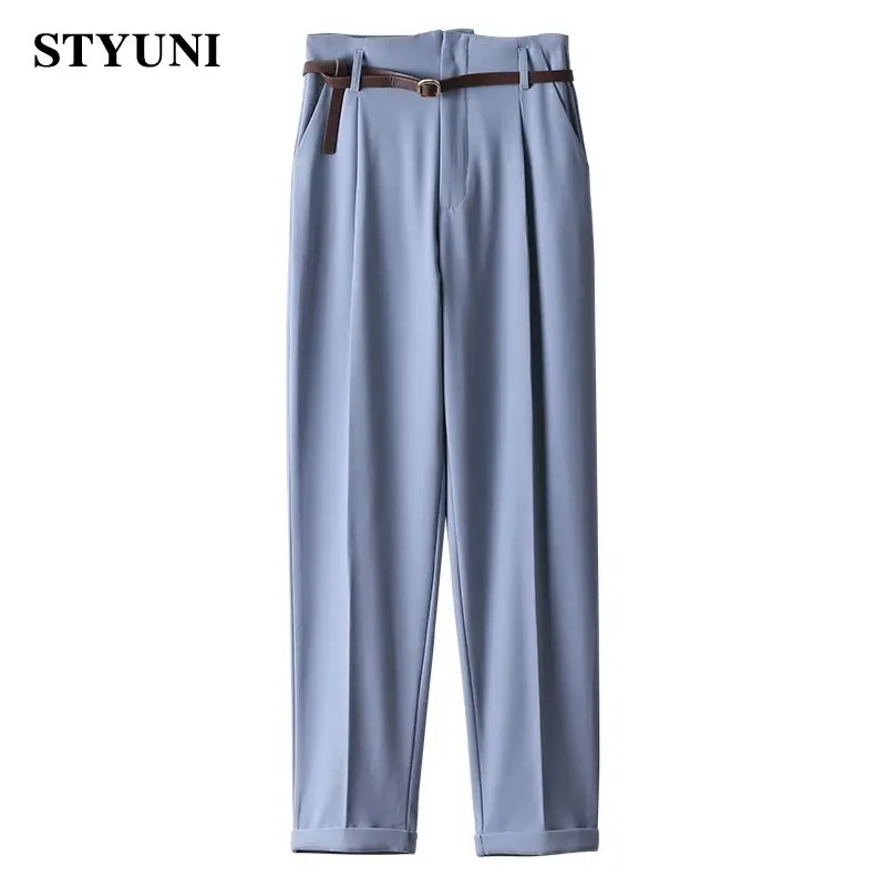 Blue high waist with belt straight women's pants 2022 summer casual all-match Korean fashion ankle-length suits pants for women
Blue high waist with belt straight women's pants 2022 summer casual all-match Korean fashion ankle-length suits pants for women