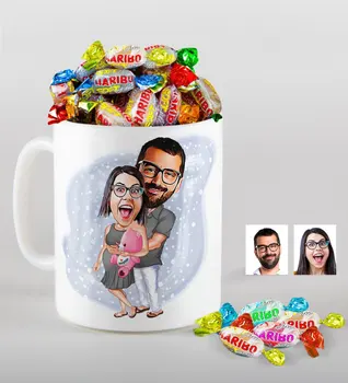 Personalized Baby Surprise Caricature Of mug And Haribo Candy Gift set
Personalized Baby Surprise Caricature Of mug And Haribo Candy Gift set