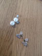 Pendientes de mariposa plateados de Plata de Ley 925 con circón para mujer, joyería de moda para mujer, aretes de regalo para fiesta coreana