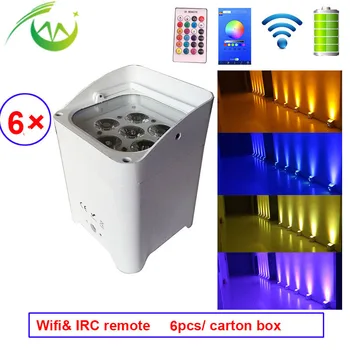 Wireless DMX Wifi IRC Remote Control Uplights 6*18W RGBWA UV Par DJ Uplights Battery LED Uplighting for Party Disco Weddings
Wireless DMX Wifi IRC Remote Control Uplights 6*18W RGBWA UV Par DJ Uplights Battery LED Uplighting for Party Disco Weddings