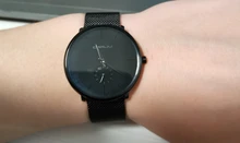 CRRJU-reloj de pulsera de acero para hombre, de marca superior, informal, de malla delgada, deportivo, de cuarzo, resistente al agua, negro, 2150