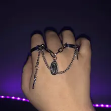Anillos Punk Cool Hip Pop multicapa ajustables, Cruz y cadena, cuatro anillos abiertos de aleación para mujer y hombre, regalo de joyas de fiesta