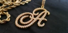 D & Z-collar con letras A-Z y circonita cúbica Iced Out, abalorio de Color dorado y plateado, estilo Hip Hop, Colgante para Nombre
