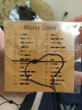 Pulsera de cadena negra ajustable con cuentas de código Morse hecha a mano, letras I Love You, Charm creativo de cartón, joyería para enamorados