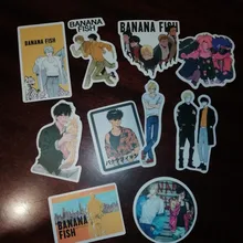 Pegatinas de peces de plátano de Anime, para papelería, portátil, monopatín, PVC, mochila, botella, bicicleta, pegatina impermeable para coche, 10/30/50 Uds.