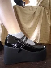 BONJOMARISA el gran tamaño 43 tacones para chicas sólida plataforma de hebilla con Janes bombas mujeres Lolita de fondo grueso gótico zapatos de mujer Zapatos