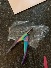 De acero inoxidable de Gel UV uñas falsas consejos Trimmer clíper cortadora de borde de Arte de uñas de manicura U de arco iris de plata de oro herramientas