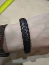 ZOSHI-pulsera de cuero trenzado Punk para hombre, brazalete de acero inoxidable, cierre magnético, color negro y rojo