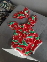 Nueva Infant Toddler bebé recién nacido Niñas sandía impreso sin mangas bodysuit sunsuit jumpsuit ropa casual