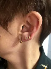 3 unids/set pendientes de plata 925 Real para mujer pendientes de circonita pequeña regalo de niña pendientes de Piercing de cartílago para mujer delicados aretes R5