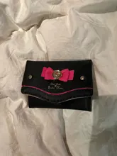 Mini cartera con lazos bonitos para mujer, Tarjetero con broche, monedero de mano, de cuero PU, a la moda, novedad