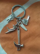 Llavero con forma de letra de A-Z, martillo eléctrico, sierras rotativas, llavero, joyería para papá, regalo de reparador, bricolaje, hecho a mano, 2020