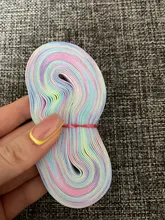 BRISTLEGRASS 5 Yard 5/8 15mm Pastel Rainbow Print FOE Fold Over Elastics Spandex Satin