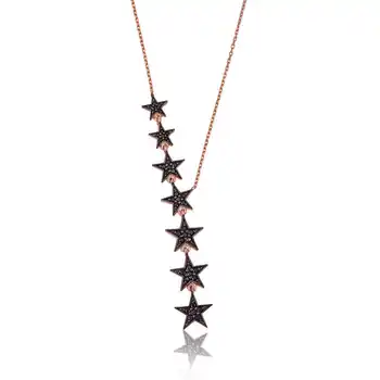 925 sterling Silver Black Shooting Stars Lady Necklace 
925 sterling Silver Black Shooting Stars Lady Necklace
