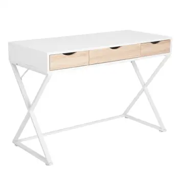 110x50x75cm White Computer Desk Steel Frame Office Table PC Work Laptop Table with 3 Drawers for Study Home Office Furniture
110x50x75cm White Computer Desk Steel Frame Office Table PC Work Laptop Table with 3 Drawers for Study Home Office Furniture