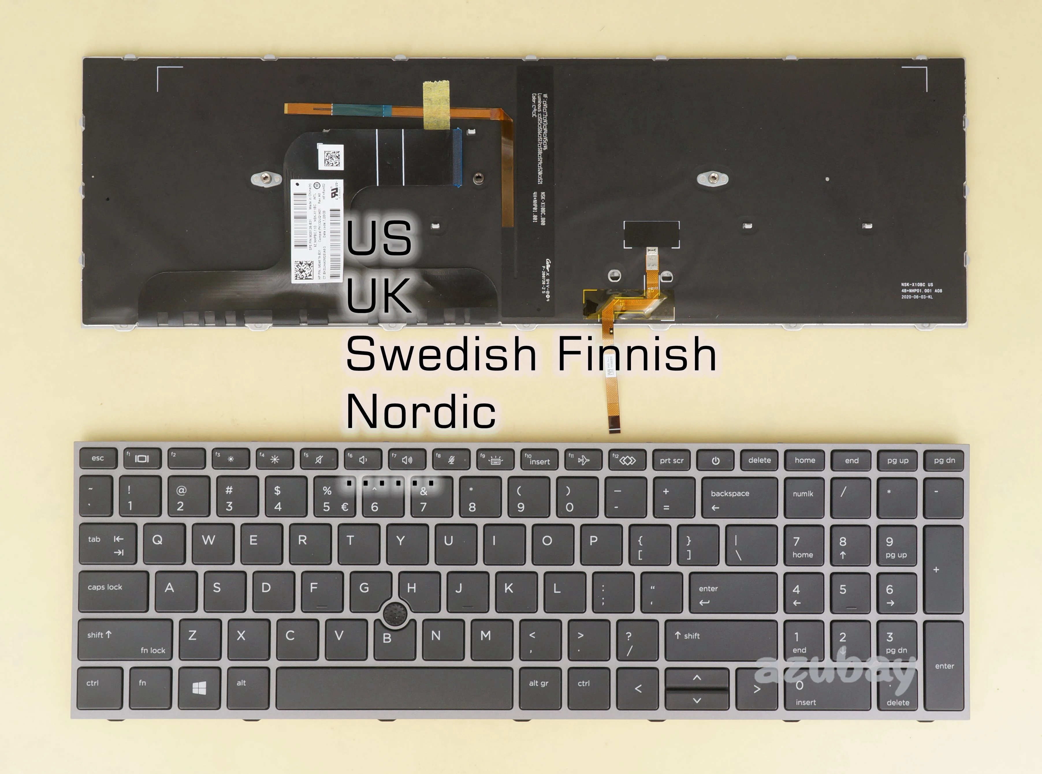 

US UK Nordic Swedish Finnish Danish Norwegian Keyboard for HP ZBOOK Fury 17 G7 G8, NSK-X11BC 9Z.NHPBC.11D PK132UQ1A01 Backlit