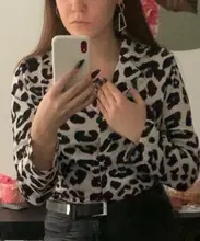 Blusa de gasa Sexy de manga larga blusa estampado de leopardo Turn Down Collar dama Oficina camisa túnica Tops Casual sueltos de talla grande Blusas