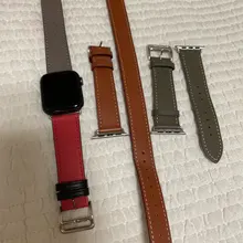 Correa de cuero de vaca 100% auténtico para Apple Watch 6 SE 5 4, correa de 42MM, 38MM, 44MM y 40MM para iWatch 6 5 4