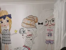 Custom Wallpaper Store Cartoon Background Mural 3d Papier Beibehang Fashion Hand Girl