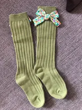 Calcetines largos de algodón para niñas pequeñas de 0 a 5 años, lazos con flor hasta la rodilla, Estilo Princesa