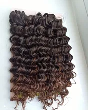 Sintético de la onda profunda del pelo trenzado extensiones de 10 corto 3 unids/pack cabello ombré ondulado extensiones de pelo ondulado