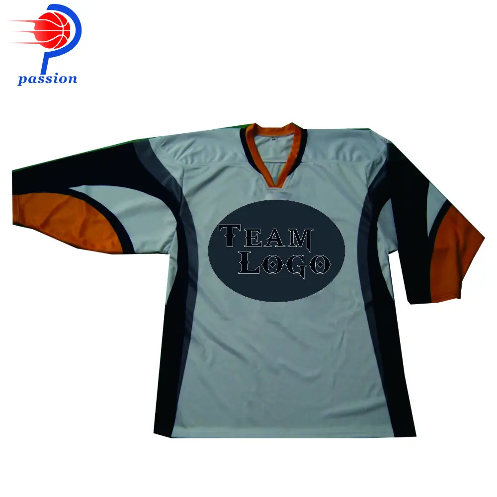 

MOQ 5 pcs $35 Each Yellow Blue Home and Away Ice Hockey Jersey Bottom with Sublimated Front Team logos