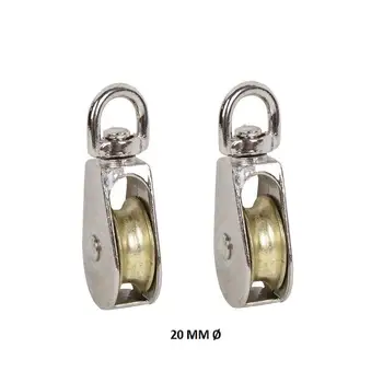 Industrial DOJA | (2 pack) units from clothesline pulleys Single Steel's nickel plated | Diameter: 20mm | capacity loaded 120 kg
Industrial DOJA | (2 pack) units from clothesline pulleys Single Steel's nickel plated | Diameter: 20mm | capacity loaded 120 kg