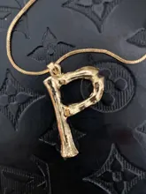 Lost Lady-collar con 26 letras de bambú y Metal dorado para mujer, colgante con inicial del alfabeto, cadena de eslabones, regalos de joyería