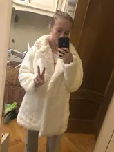 Abrigo de piel de conejo para mujer, chaqueta gruesa y cálida con cuello vuelto, de piel sintética, Parka holgada mullida de moda para invierno