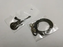 Collar de guitarra de acero inoxidable 316L para hombre, cadena de cuero, colgantes