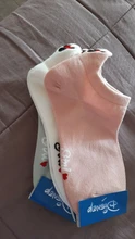 Disney-calcetines con bordado de dibujos animados para mujer, de algodón, finos, de verano, 1 par