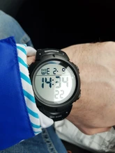 SKMEI-relojes deportivos para hombre, pulsera Digital Led con correa de PU, resistente al agua, con esfera grande, para deportes al aire libre