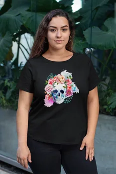 Angemiel Wear Flowers And Skull And Crossbones Black Women Cotton Large Size T-Shirt 
Angemiel Wear Flowers And Skull And Crossbones Black Women Cotton Large Size T-Shirt