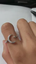 Anillo de plata de primera ley con forma de luna y estrella para mujer, sortija, plata esterlina 925 Plata de Ley auténtica, Circonia cúbica, zirconia, circonita, zirconita, estilo minimalista, 2019