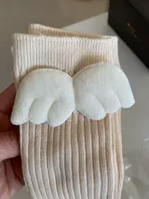 Calcetines de niñas bebé alas de ángel para niña pequeña, calcetín largo de algodón suave para niños, calcetines sólidos para niños de 0 a 8 años hasta la rodilla