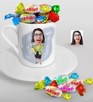 Personalized Secretary Caricature Of Turkish Coffee cup And Haribo Candy Gift set
Personalized Secretary Caricature Of Turkish Coffee cup And Haribo Candy Gift set