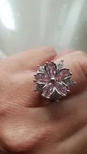 Nuevo romántico flor de cerezo circón anillos de dama de moda elegante Sakura princesa anillos de boda de joyería de la novia