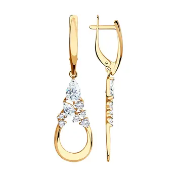 Sokolov drop earrings with stones in gold with cubic zirconia, fashion jewelry, 585, women's male, long earrings
Sokolov drop earrings with stones in gold with cubic zirconia, fashion jewelry, 585, women's male, long earrings