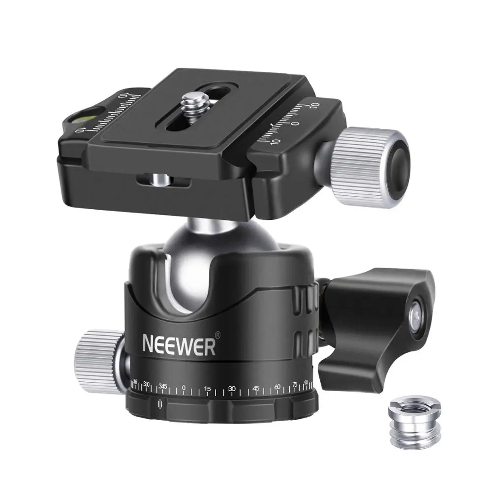 Neewer Professional Low-Profile Tripod Ball Head 360 Degree Panoramic Rotating + 2 Lock knobs,1/4 inch QR Plate and Bubble Level
Neewer Professional Low-Profile Tripod Ball Head 360 Degree Panoramic Rotating + 2 Lock knobs,1/4 inch QR Plate and Bubble Level