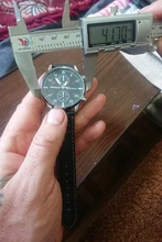 Reloj Esfera Grande de cuarzo para hombre, cronógrafo de cuero Delgado, de alta calidad, a la moda, # F, 2018