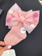 Calcetines de invierno para niñas bebé con lazos grandes, tobilleros para niños, Princesa, además de terciopelo