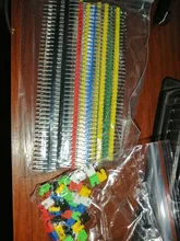 Tira y bloques de puente para Arduino, 90 unids/lote, 2,54, 40 Pines, 1x40, Conector de pines irrompible macho, colorida, 2,54mm