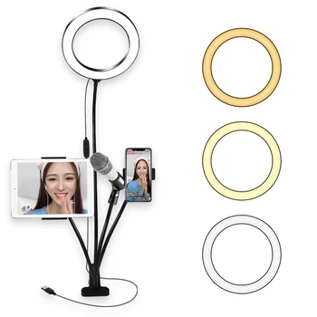 Ring Light for Live Stream/Makeup LED Camera Lighting 3-Light Mode 10-Level Brightness with Flexible Arms for iPhone iPad&Androi
Ring Light for Live Stream/Makeup LED Camera Lighting 3-Light Mode 10-Level Brightness with Flexible Arms for iPhone iPad&Androi