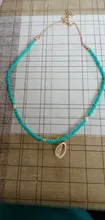 HuaTang-Collar con adorno de concha para mujer, colgante bohemio en color verde con adorno de concha de estrás, accesorios de playa a la moda, modelo 6947