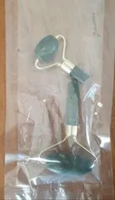 Rodillo de Jade VERDE de doble cabeza, masajeador elíptico para cara, cuello, cara, adelgazante, herramientas de belleza de cara delgada, 1 Estiramiento Facial