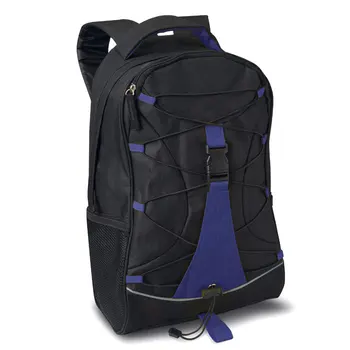 Backpack in black color and decorative rope on the front, 600D polyester. Side mesh pockets.
Backpack in black color and decorative rope on the front, 600D polyester. Side mesh pockets.